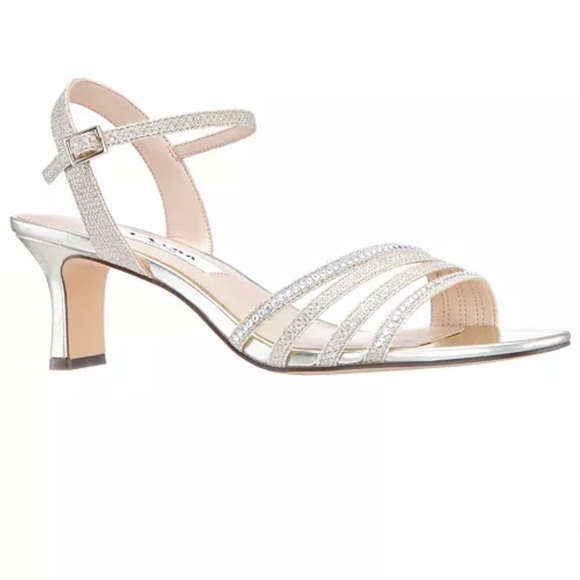 NINA Nelena Gold/Silver Women's Dress Sandals with Crystal Embellishments - Picture 1 of 13